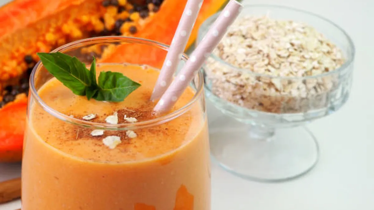 Papaya con avena y linaza